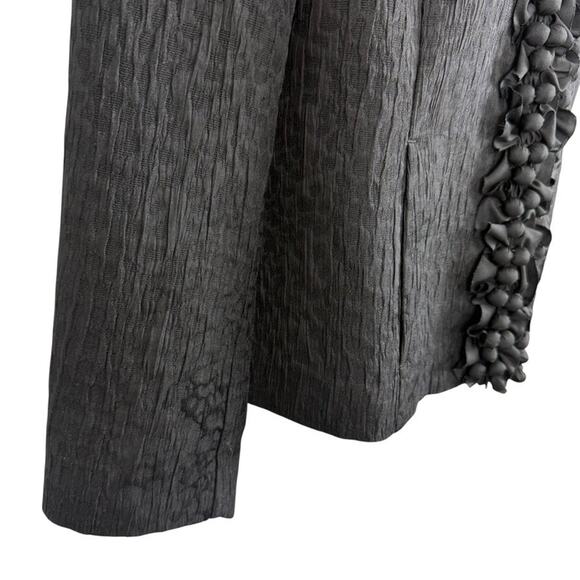 Chicos Forget Me Knot Cheetah Animal Print Blazer Jacket Ruffle Black sz 1 / M - Picture 2 of 16